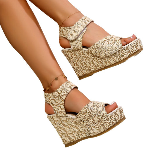 Damen Glitzernde Wedge-Sandalen mit verstellbarem Riemen R&B