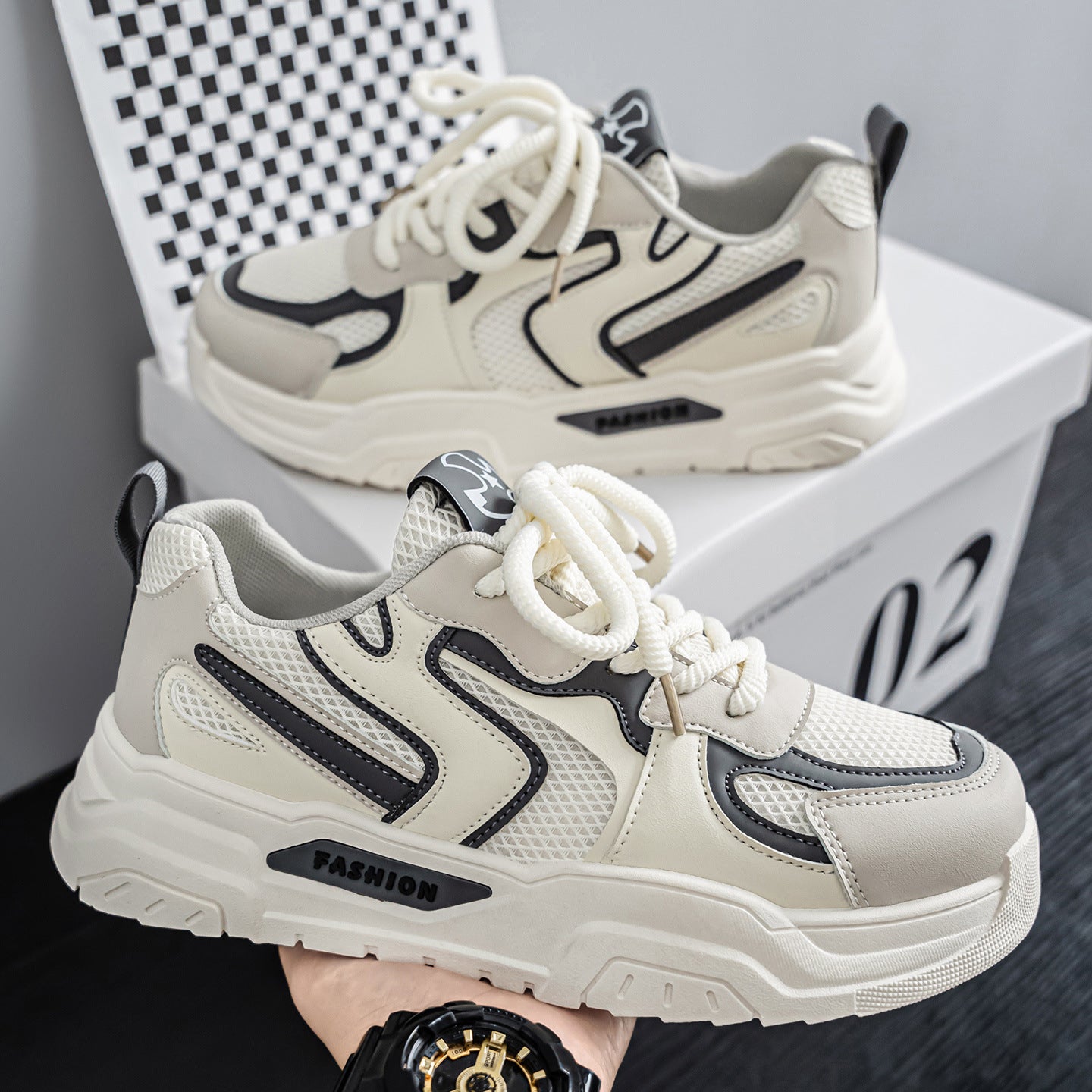 Damen modische Lauf-Sneaker mit atmungsaktiver Mesh-Oberfläche und rutschfester Sohle R&B