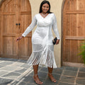 Damen Festliches Kleid mit schimmernden Fransen und elegantem Wickelausschnitt R&B