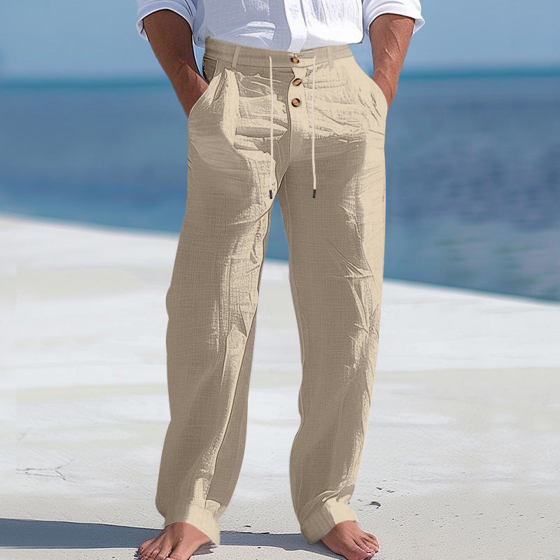 Herren lässige Hose mit hohem Bund und bequemen Taschen R&B