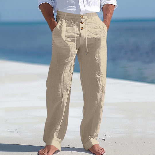 Herren lässige Hose mit hohem Bund und bequemen Taschen R&B