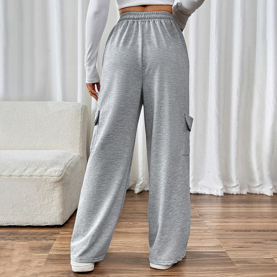 Damen Bequeme Cargo-Hose mit elastischem Bund und seitlichen Taschen R&B
