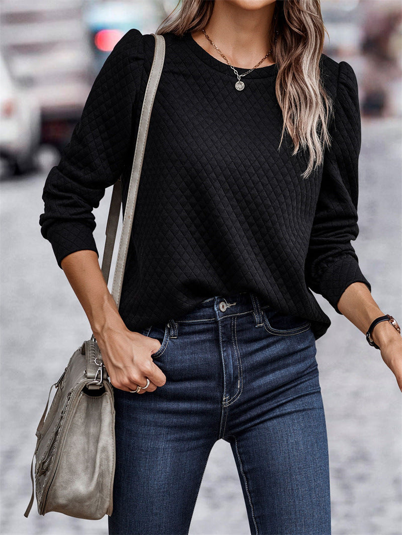 Damen Strukturierter Pullover mit puffärmeligen Details R&B