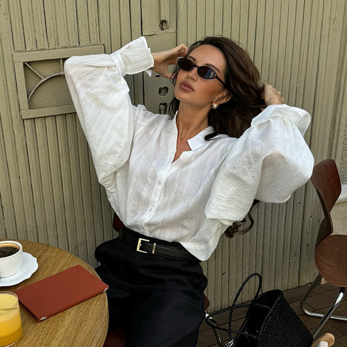 Damen elegante Bluse mit voluminösen Ärmeln R&B