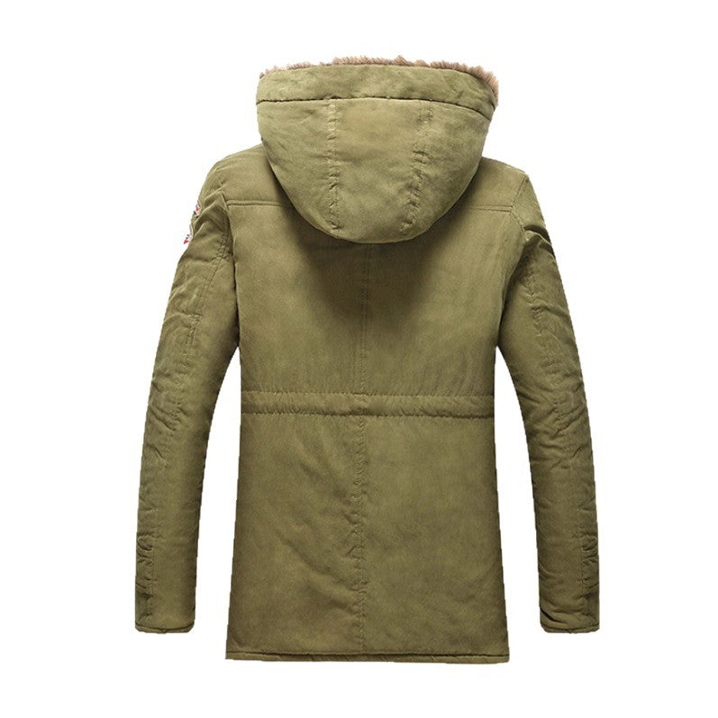 Herren modische Winterjacke mit Kunstfellkragen und praktischen Taschen R&B