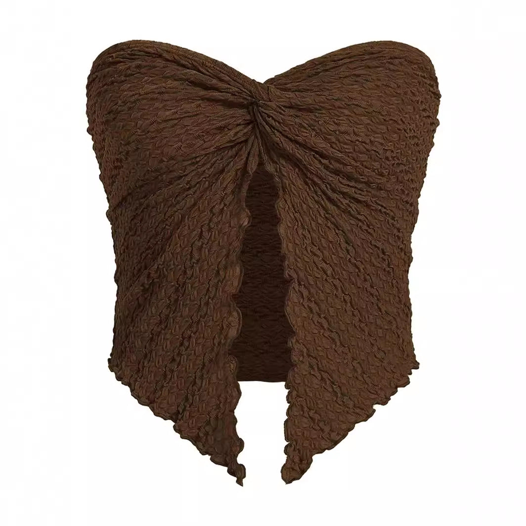 Damen ärmelloses Top mit elegantem Wickeldesign R&B