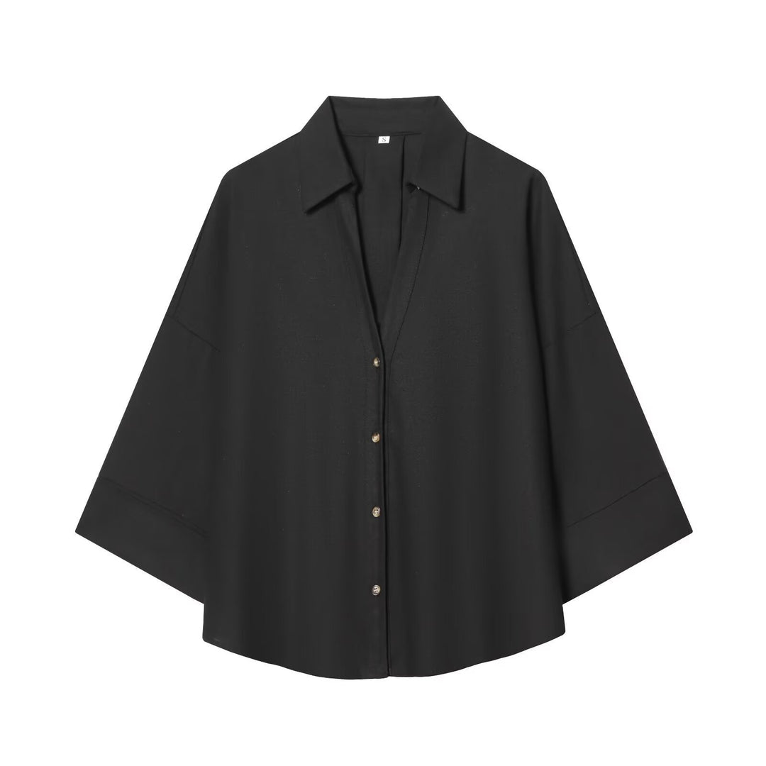 Damen Hemdblusenshirt mit lässigem Schnitt und eleganten 3/4-Ärmeln R&B