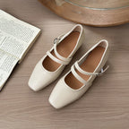 Damen elegante Mary Jane Schuhe mit doppeltem Riemchen und spitzem Zehenbereich R&B
