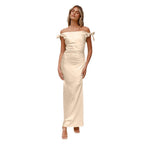Damen Off-Shoulder Maxikleid mit elegantem Wickeldesign R&B