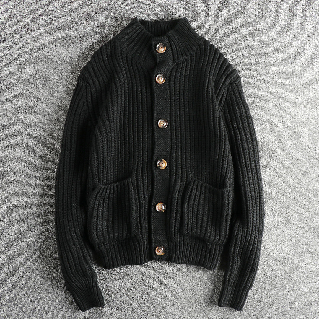Damen Strickjacke mit großen Taschen und Knopfverschluss R&B