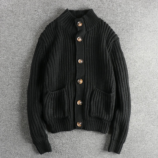 Damen Strickjacke mit großen Taschen und Knopfverschluss R&B