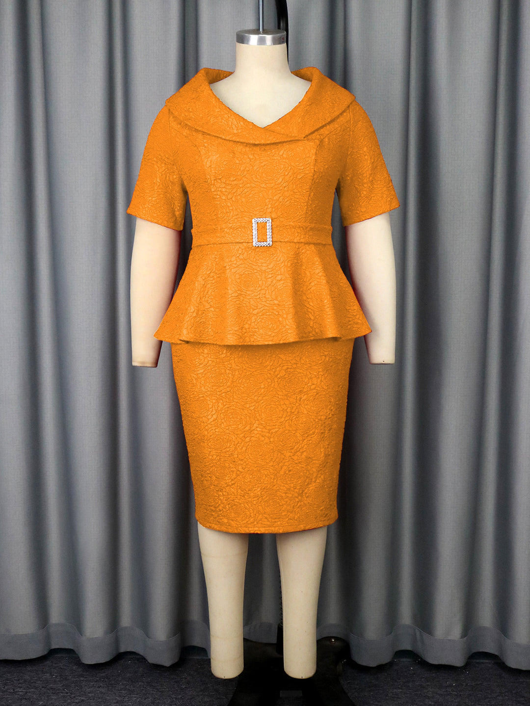 Damen figurbetontes Peplum-Kleid mit Raffinierter Taillierung R&B