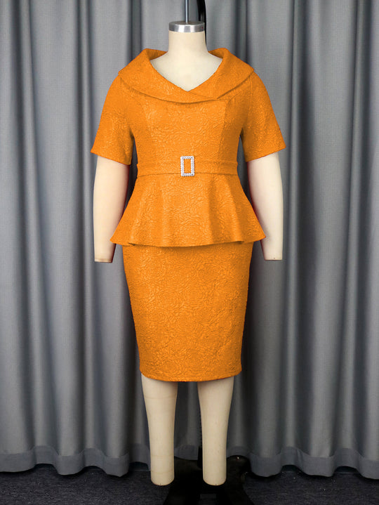 Damen figurbetontes Peplum-Kleid mit Raffinierter Taillierung R&B