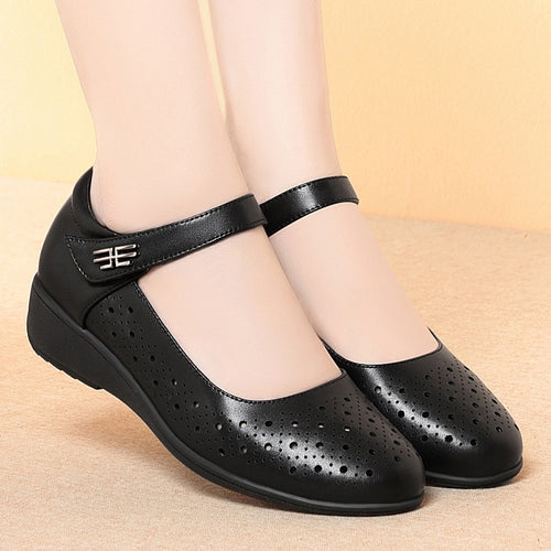 Damen Ballerinas mit verstellbarem Riemen und luftiger Lochoptik R&B