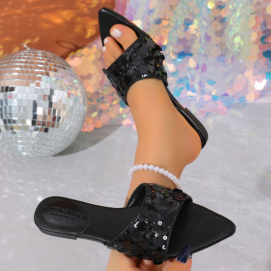 Damen Glamouröse Flip-Flops mit funkelnden Pailletten R&B