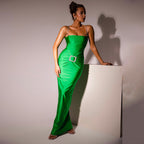 Damen Figurbetontes Abendkleid mit Schmuckgürtel R&B