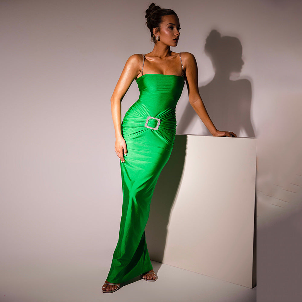 Damen Figurbetontes Abendkleid mit Schmuckgürtel R&B