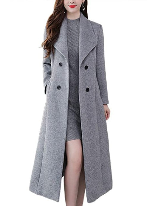 Damen Lange Wollmantel R&B