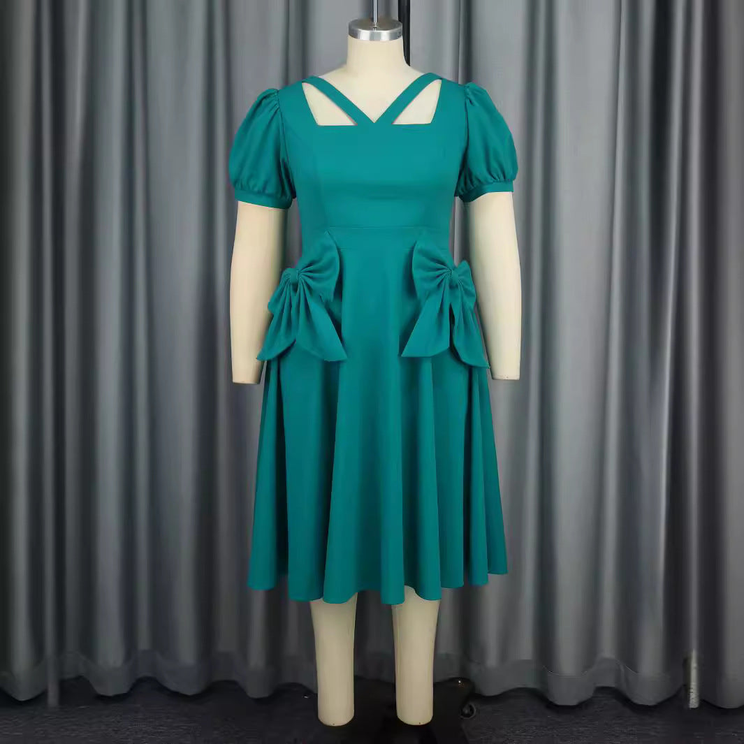 Damen Komfortables Kleid mit voluminösen Schleifen-Details R&B
