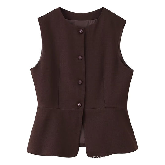 Damen ärmellose Blazer-Jacke R&B