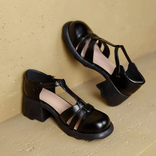 Damen Elegante und komfortable T-Strap Pumps R&B