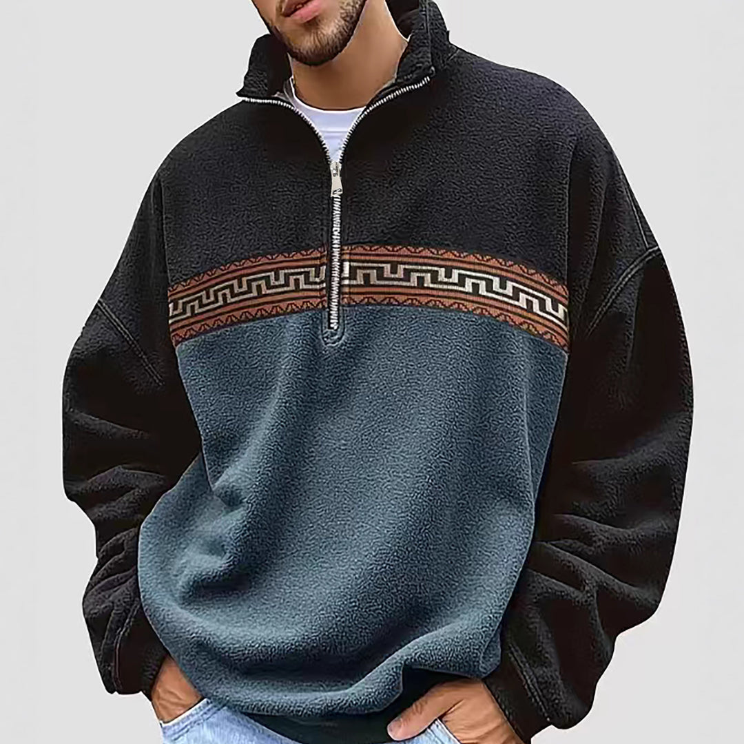Herren Fleece Pullover mit modischem Stehkragen R&B