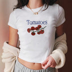 Damen Crop-T-Shirt mit kreativem Tomatenmotiv R&B