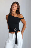 Damen asymmetrisches Oberteil mit Statement-Bund R&B