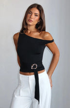 Damen asymmetrisches Oberteil mit Statement-Bund R&B
