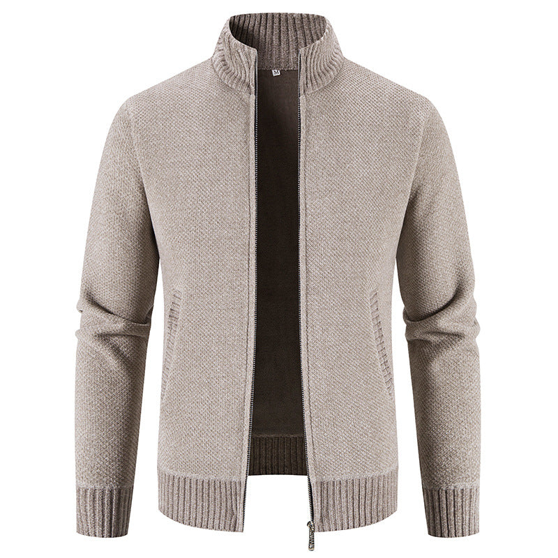 Herren modische Strickjacke mit hochgeschlossenem Kragen und Reißverschluss R&B