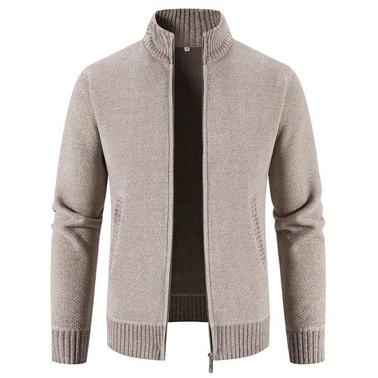 Herren modische Strickjacke mit hochgeschlossenem Kragen und Reißverschluss R&B