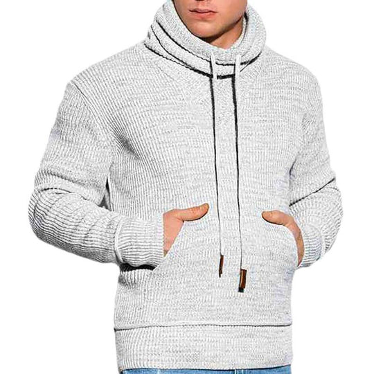 Herren Strickpullover mit hohem Kragen und seitlichen Taschen R&B