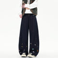Damen Weit geschnittene Jeans mit bunten Stickereien