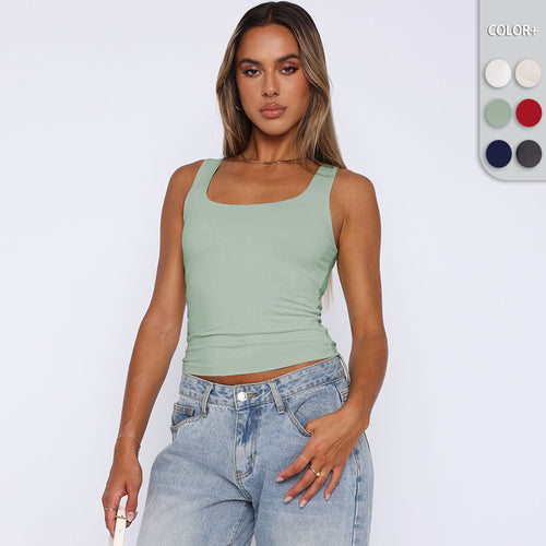 Damen Top mit breiten Trägern und figurbetontem Schnitt R&B