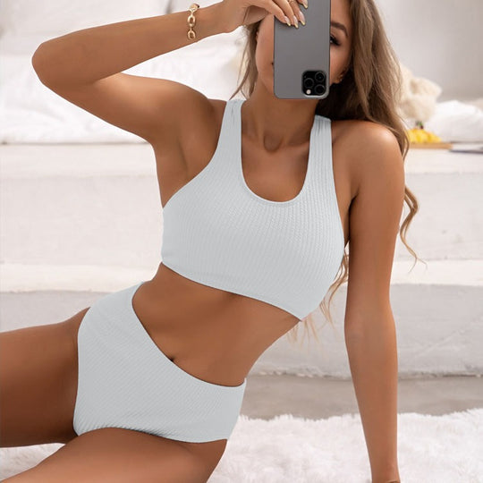 Damen Sport-Bikini Set mit hohem Bund und Racerback R&B