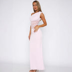 Damen Elegantes Maxikleid mit asymmetrischem Schnitt und transparenten Einsätzen R&B