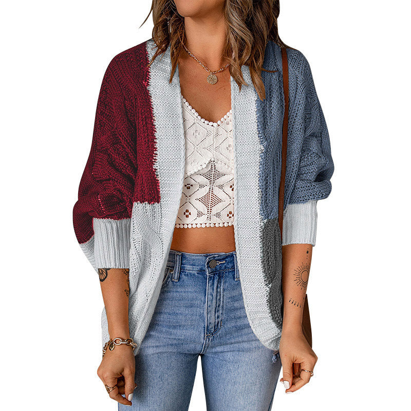 Damen Grobstrickjacke mit buntem Muster und lässiger Passform R&B