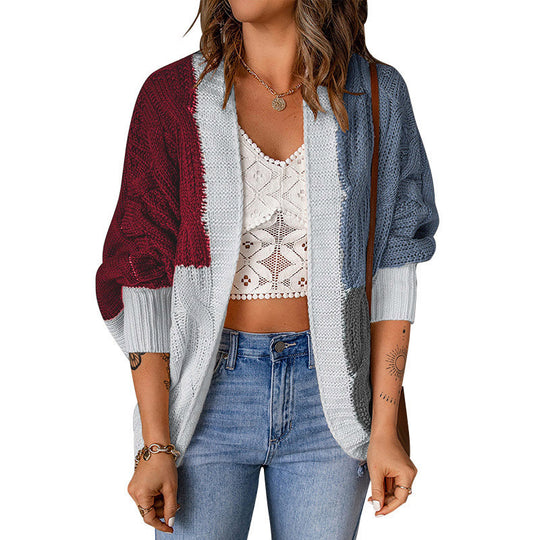 Damen Grobstrickjacke mit buntem Muster und lässiger Passform R&B