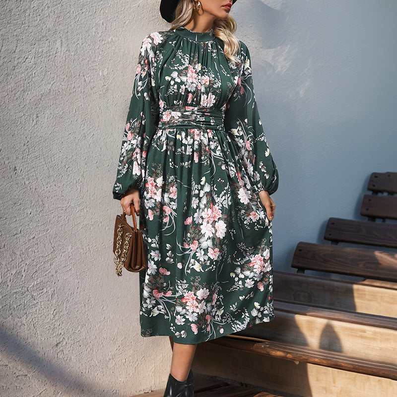 Damen Maxi-Kleid mit elegantem floralem Design und Rüschendetails R&B