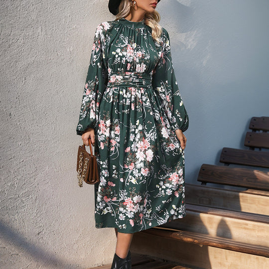 Damen Maxi-Kleid mit elegantem floralem Design und Rüschendetails R&B