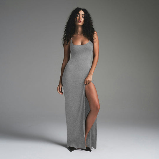Damen Figurbetontes Maxikleid mit hohem Schlitz R&B