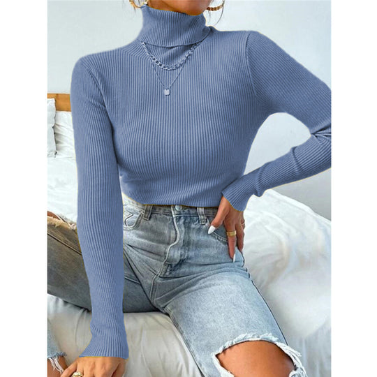 Damen Eleganter Rollkragenpullover mit feiner Rippstruktur R&B