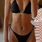 Damen Triangel-Bikini-Set mit luxuriösen Rüschendetails und dekorativem BindR&Band R&B