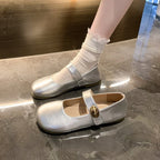 Damen elegante Ballerinas mit dekorativem Schnallenverschluss