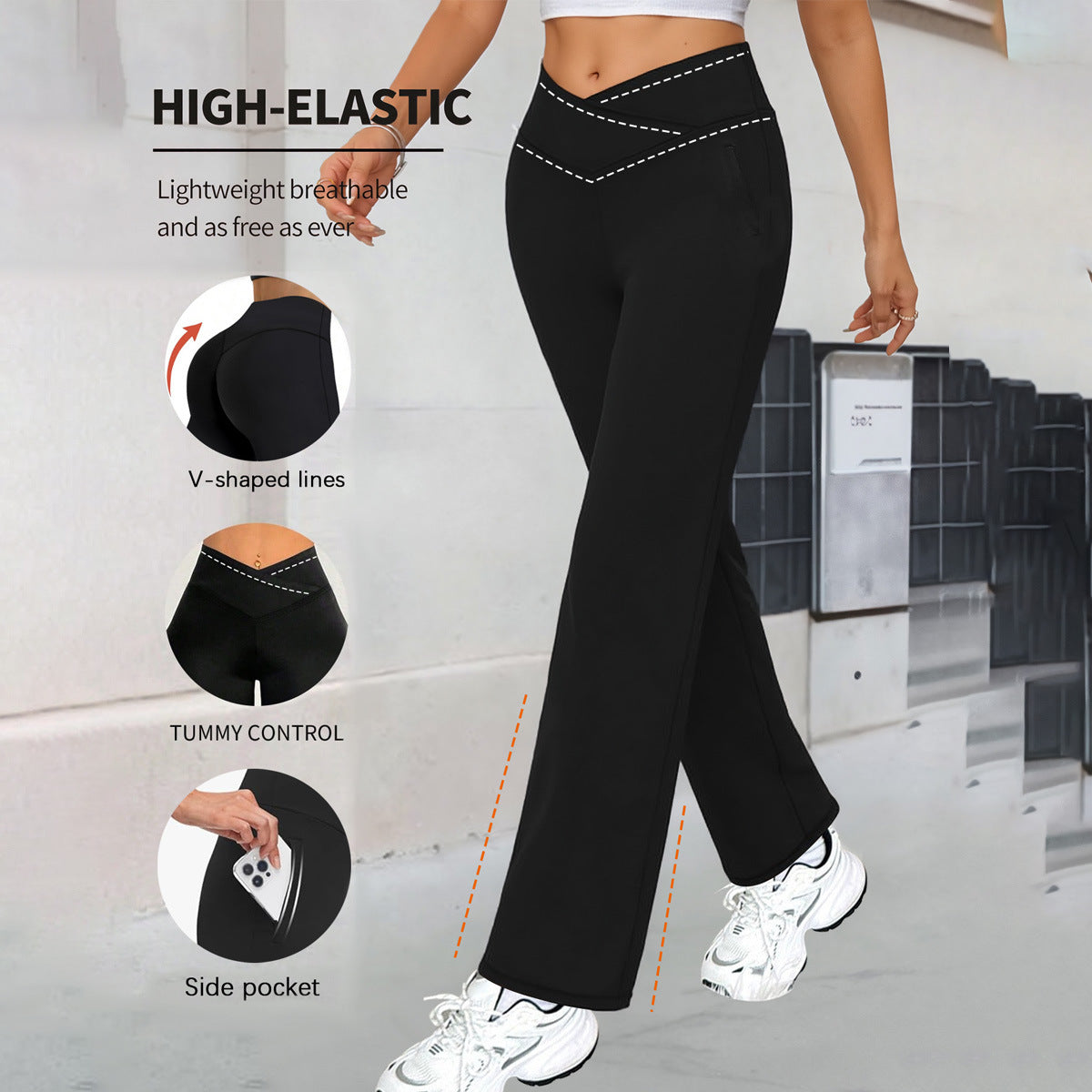 Damen Kompressionshose mit hoher Taille und Tummy Control R&B