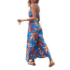 Damen lässiger Jumpsuit mit floralen Prints und breiten Beinen R&B
