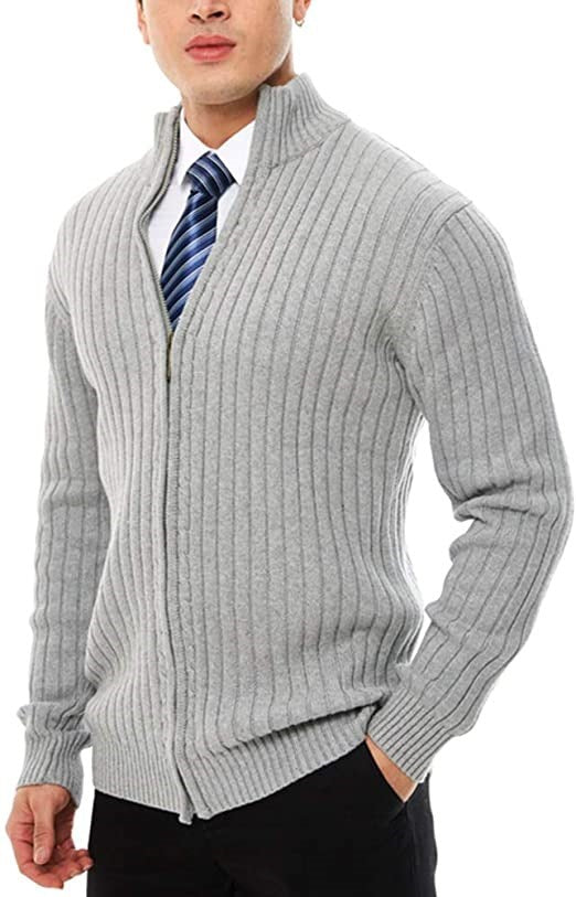 Herren Strickjacke mit modernen Zipper-Details und feinem Rippmuster R&B