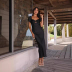 Damen Maxikleid mit raffiniertem Cut-Out-Detail und voluminösen Ärmeln R&B