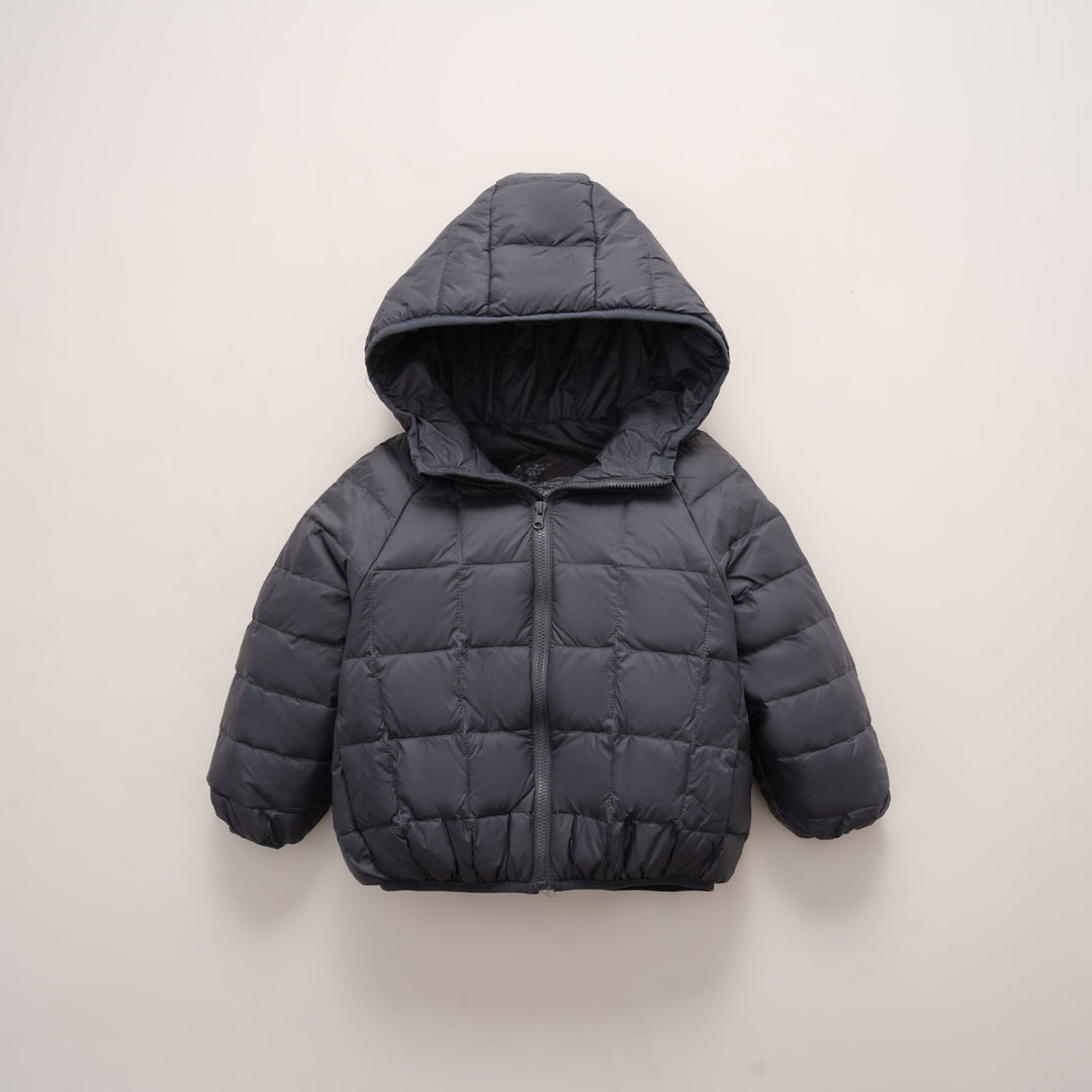 Damen warme Daunenjacke mit Kapuze und quer gestepptem Design R&B