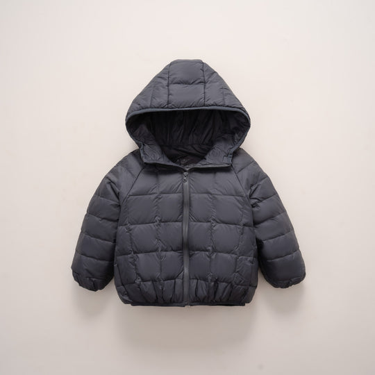 Damen warme Daunenjacke mit Kapuze und quer gestepptem Design R&B